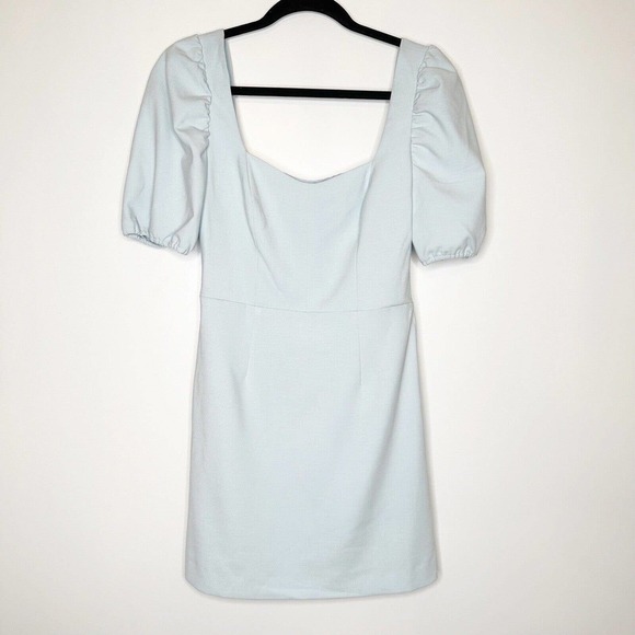 NEW French Connection Berina Whisper Puff Sleeve Mini Dress Women's Blue Size 4 - Picture 2 of 9
